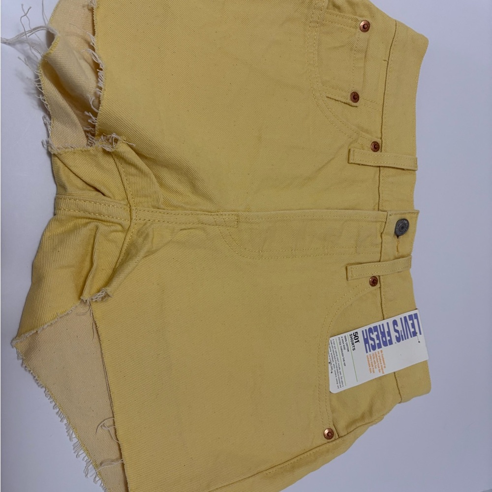 Levi's Yellow High-Rise Cutoff Denim Shorts